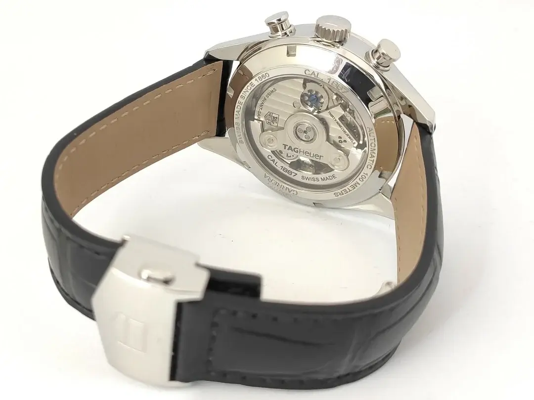PREOWNED TAG Heuer Carrera Calibre 1887 Silver dial 41mm Black leather