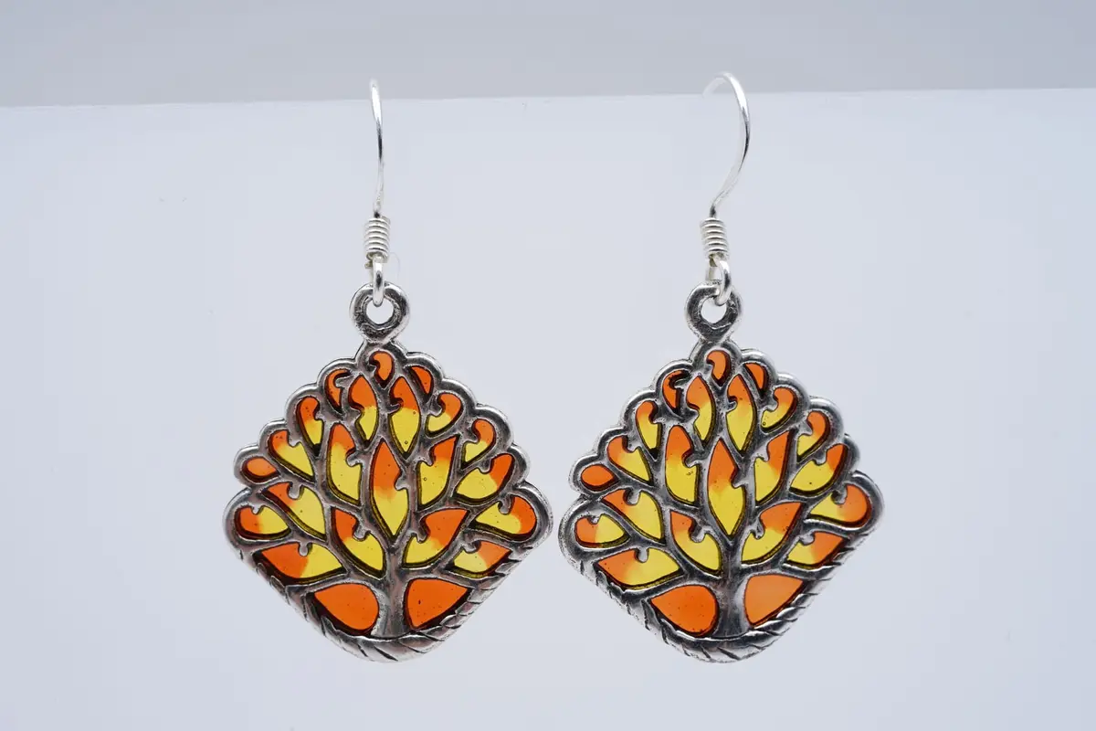 (3450) EARRINGS SILVER 925 / 1000 art nouveau style ENAMEL
