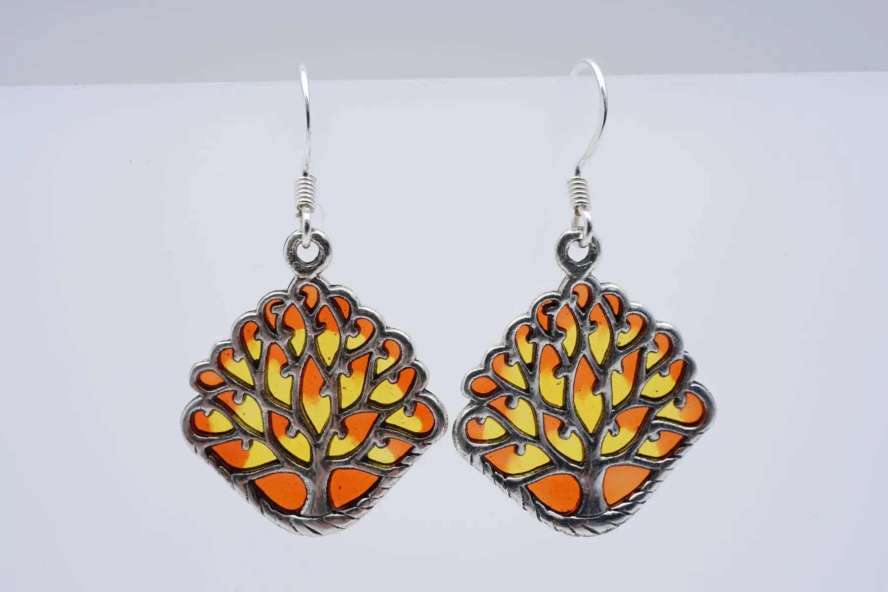 (3450) EARRINGS SILVER 925 / 1000 art nouveau style ENAMEL