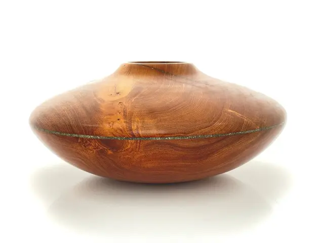 GREG CAMPBELL HAND TURNED MESQUITE & PYRITE INLAID VASE