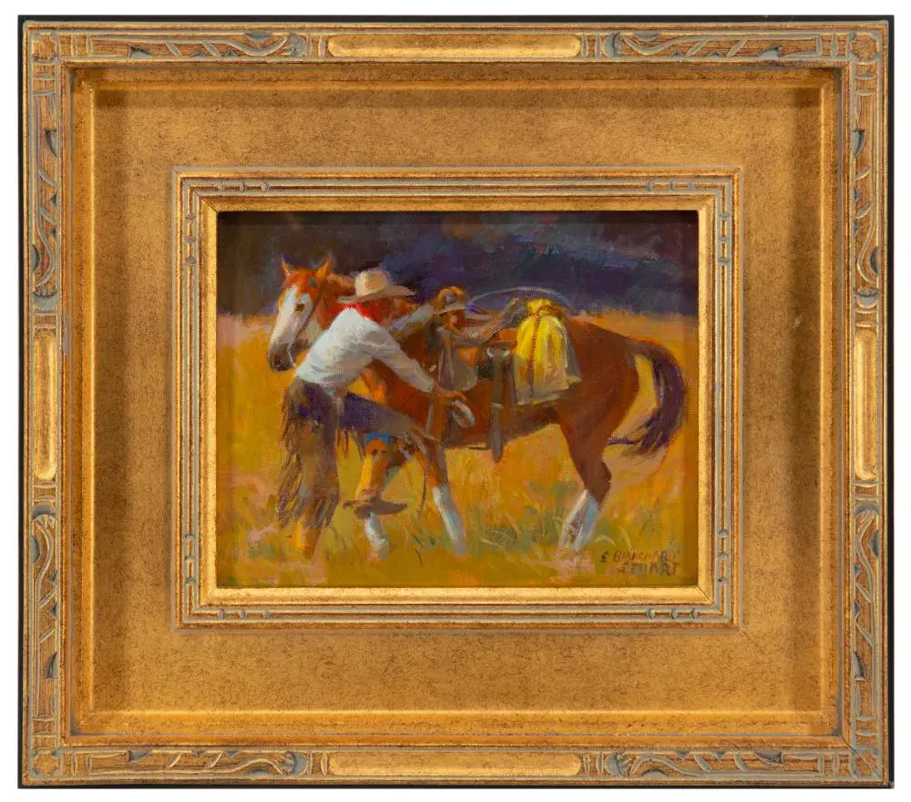 SHERRY BLANCHARD STUART "STEPPIN UP" OIL ON BOARD