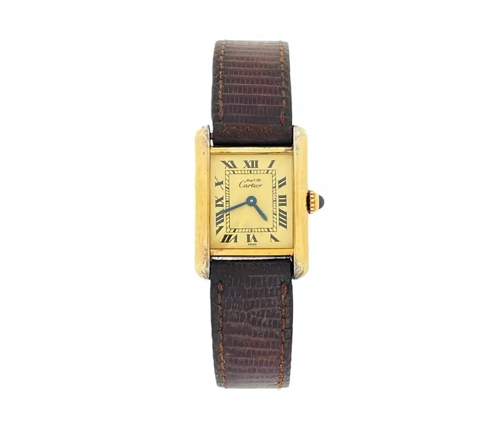 MUST DE CARTIER TANK VERMEIL STERLING SILVER WATCH