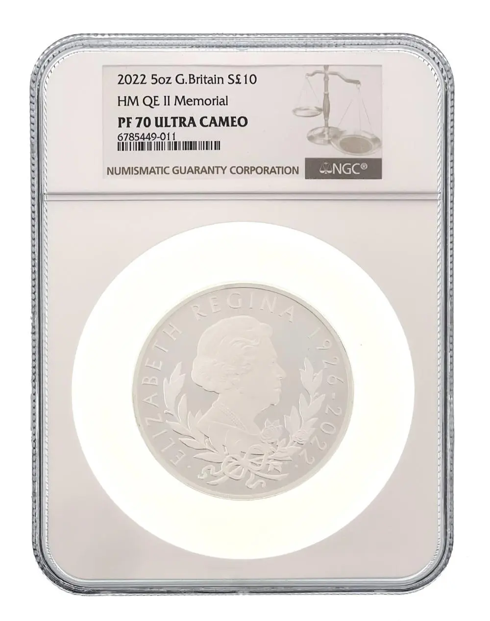 2022 GREAT BRITAIN 5 OZ SILVER QUEEN ELIZABETH MEMORIAL 10 POUND COIN