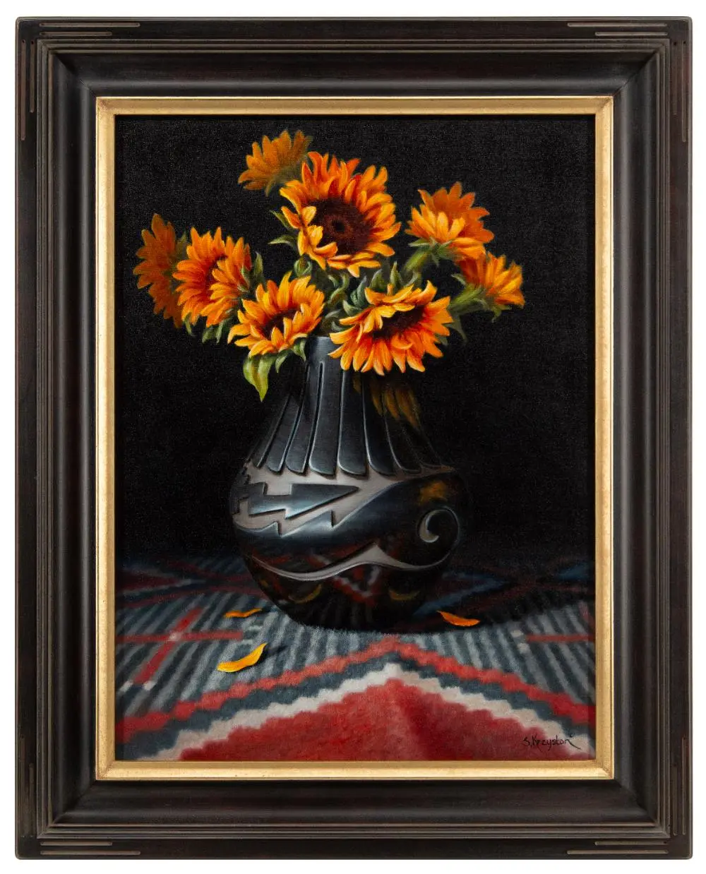 SUE KRZYSTON "FALLEN PETALS" OIL ON CANVAS