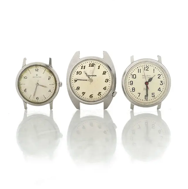 LOT OF 3 BULOVA ACCUTRON & HAMILTON WATCH HEADS