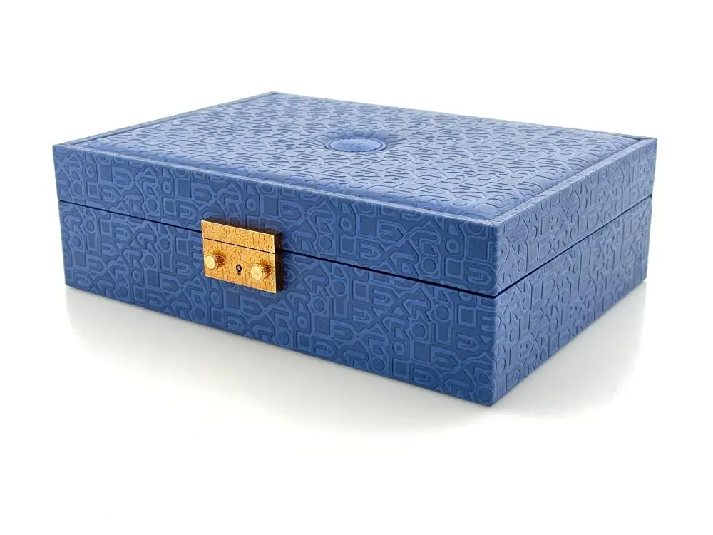 ROLEX CROWN COLLECTION BLUE LEATHERETTE WATCH JEWELRY BOX WITH KEY #51.00.01