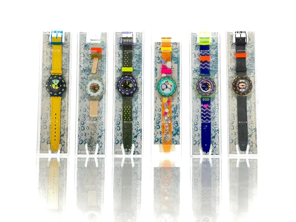 LOT OF 6 ASSORTED SWATCH SCUBA WATCHES