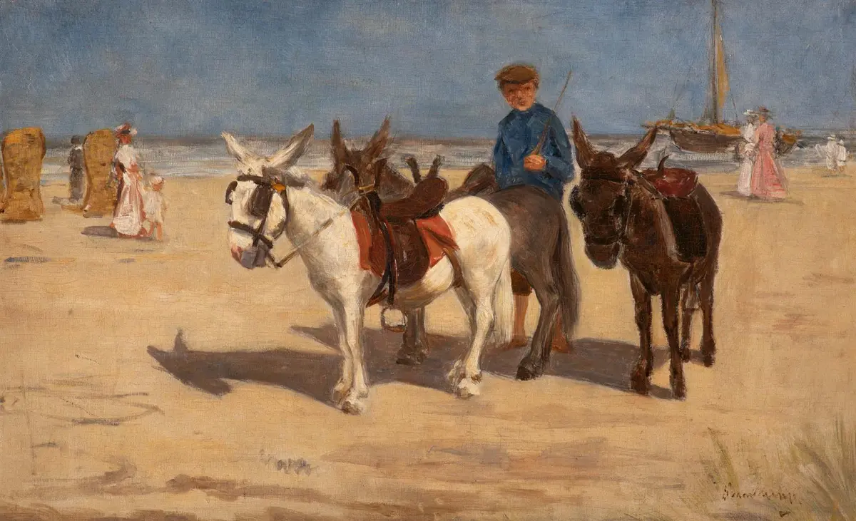 Simon Maris (The Hague 1873 - Amsterdam 1935) Donkeys on the beach