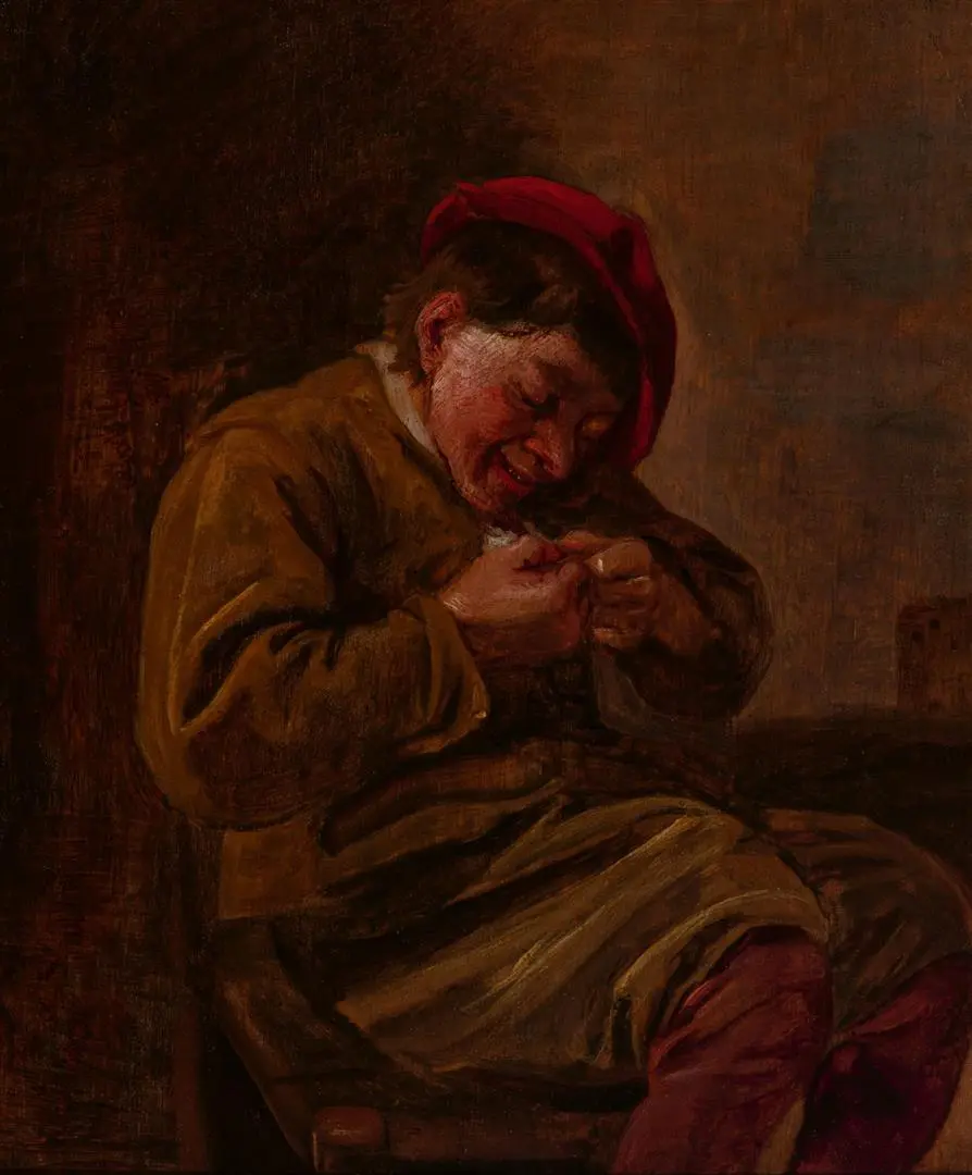 Harmen Hals (Haarlem 1611 - 1669) Young peasant picking fleas Oil on panel
