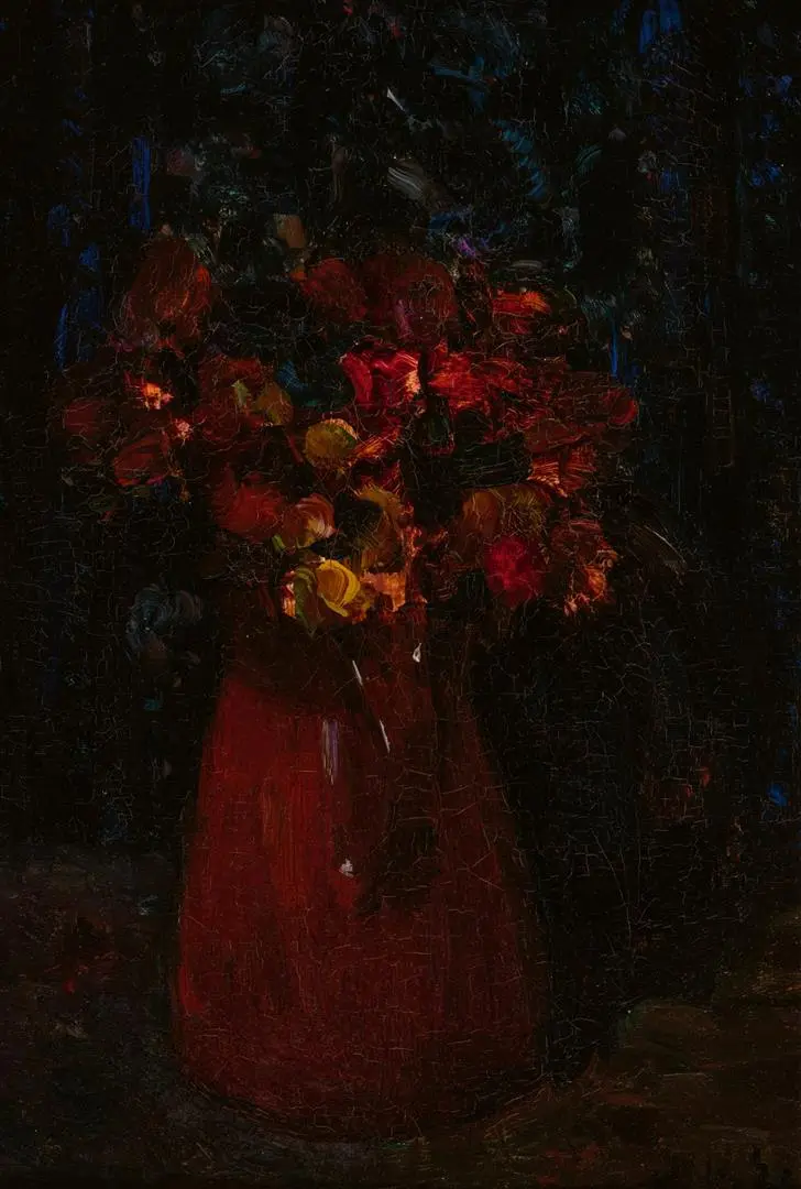 Floris Verster (Leiden 1861 - 1927) "Kan met bloemen"...