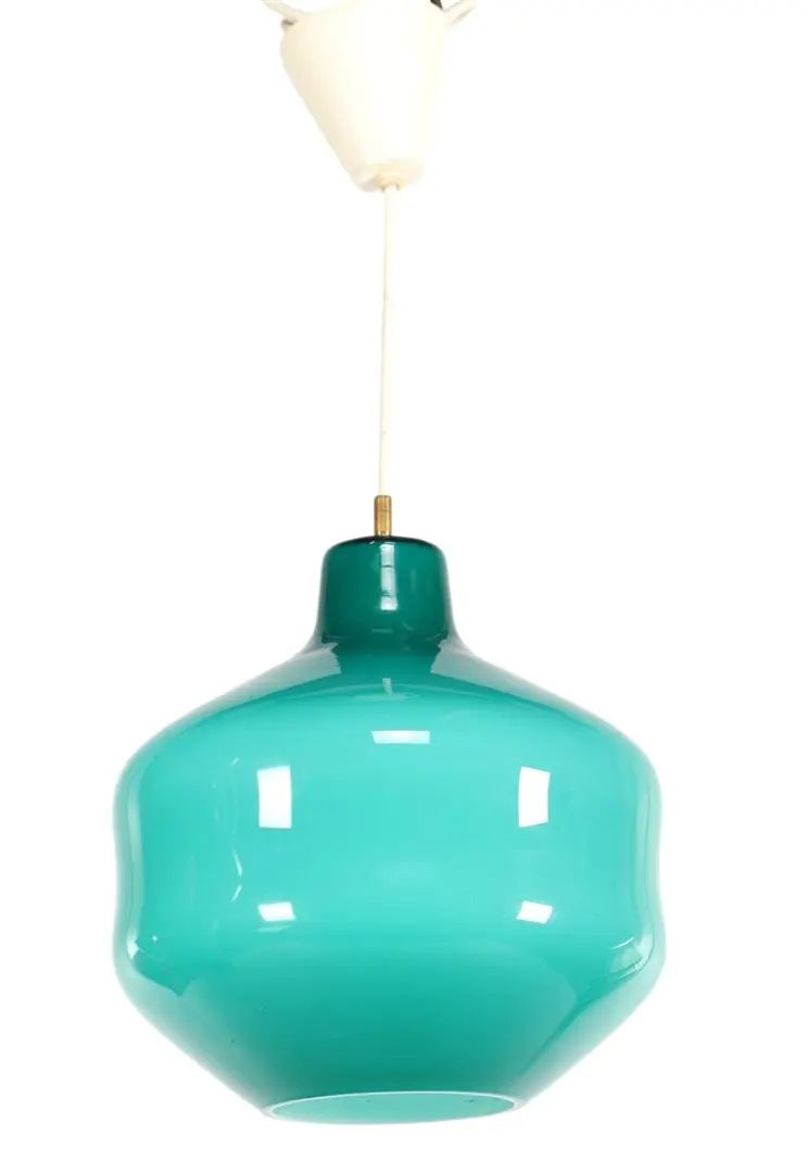 Groenblauwe handgeblazen glazen hanglamp