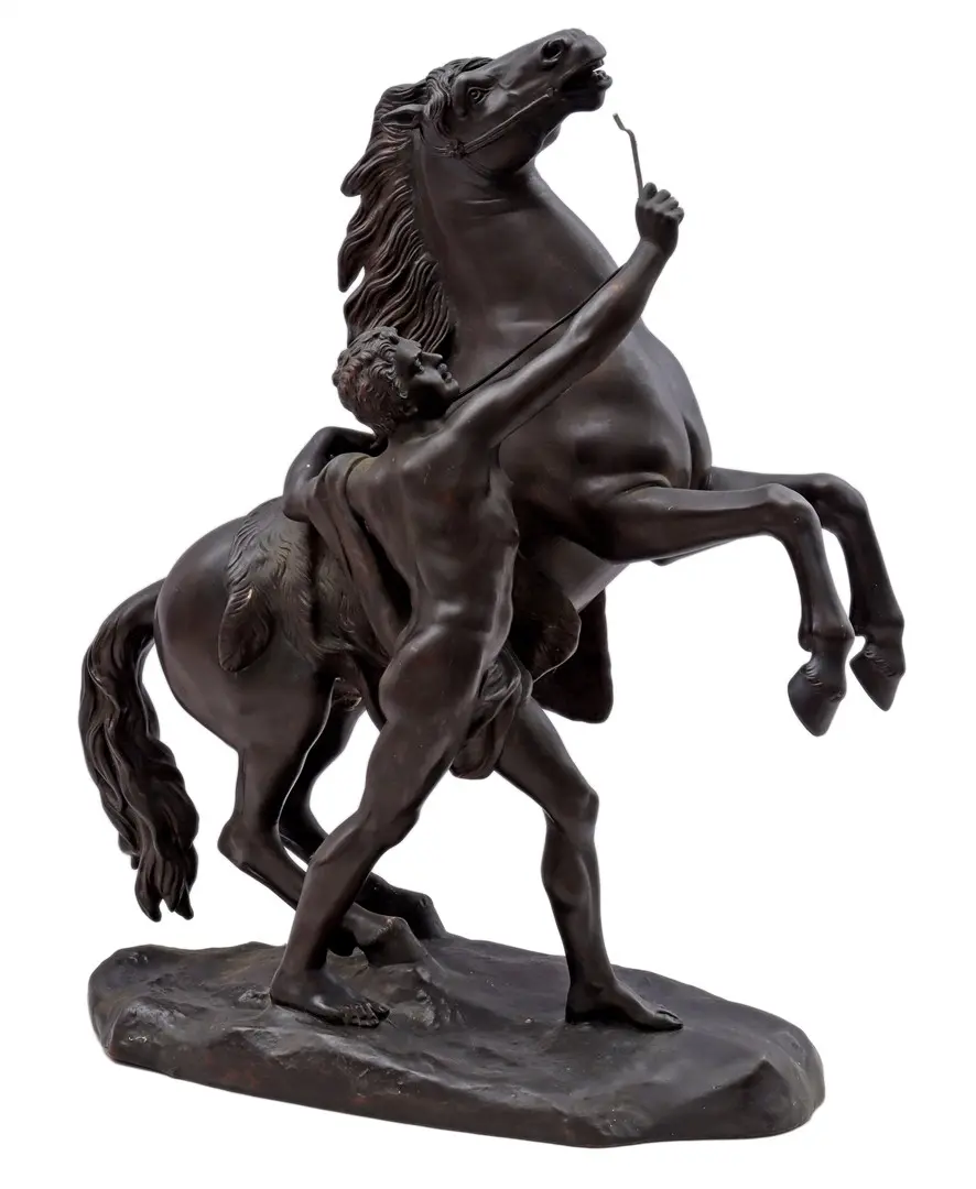 Zamac beeld van een man met steigerend paard