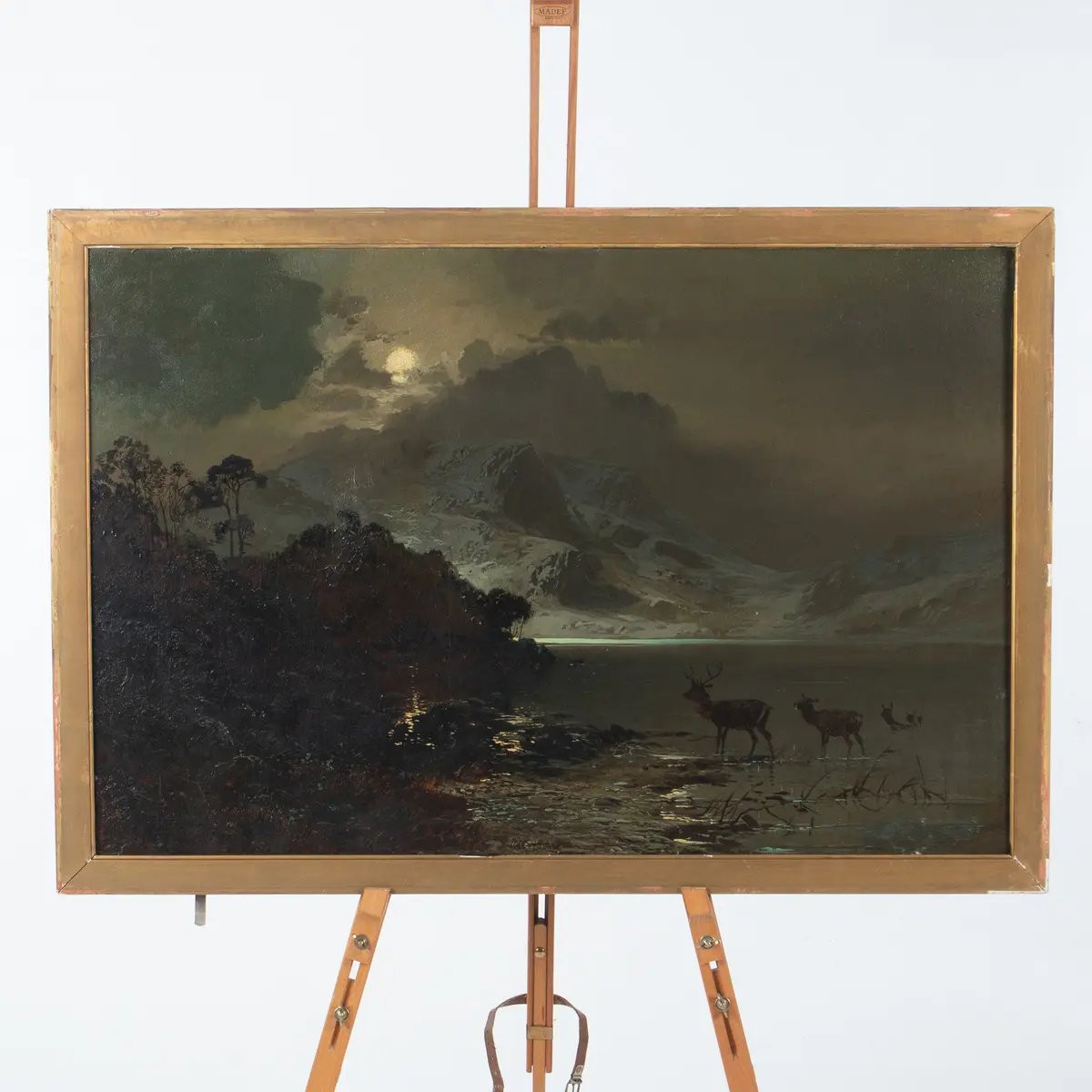 CLARENCE HENRY ROE. Olja på duk, renar i bergslandskap.