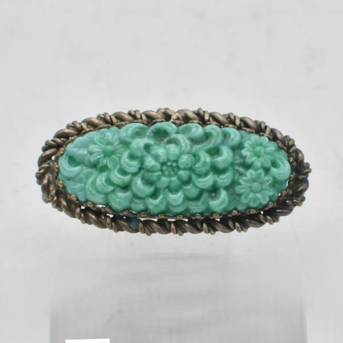 CURT SCHLEVOGT. ART DECO BROSCHE, GLAS, METALL FASSUNG, TSCHECHIEN