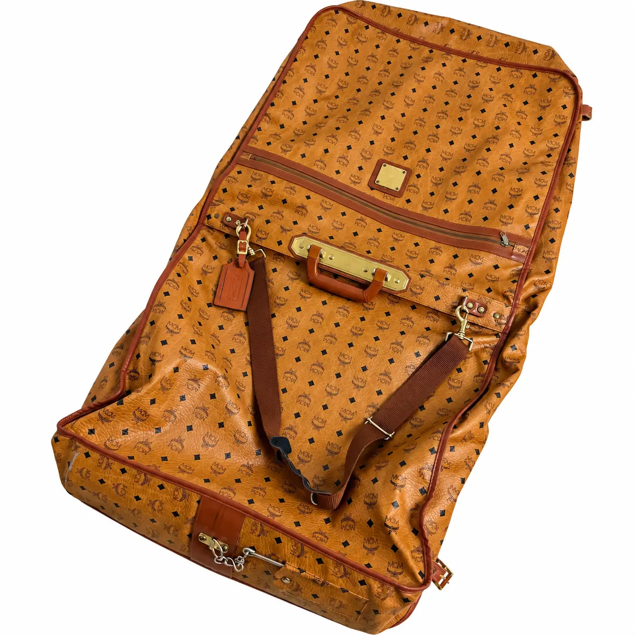 MCM KLEIDERSCHRANK KLEIDERSACK VINTAGE RETRO COGNAG ORIGINAL 1980ER.