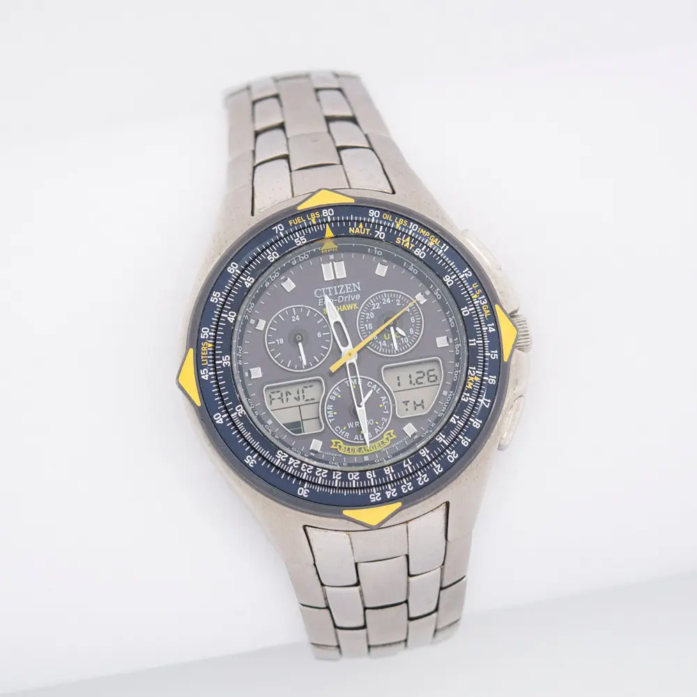 CITIZEN SKYHAWK ECO-DRIVE "BLUE ANGELS", QUARTZ, DREHBARE LÜNETTE