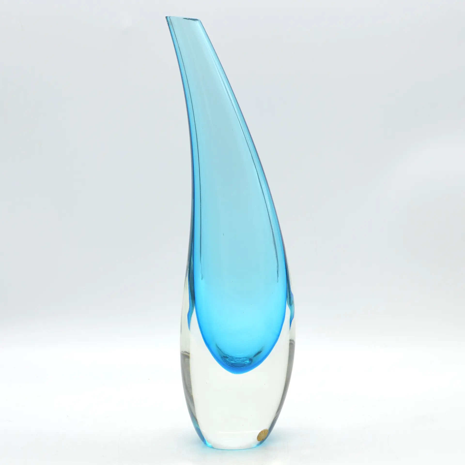 FLAVIO POLI. MURANO DESIGNERVASE, STUDIOGLAS, GESCHWUNGENE FORM, MIT