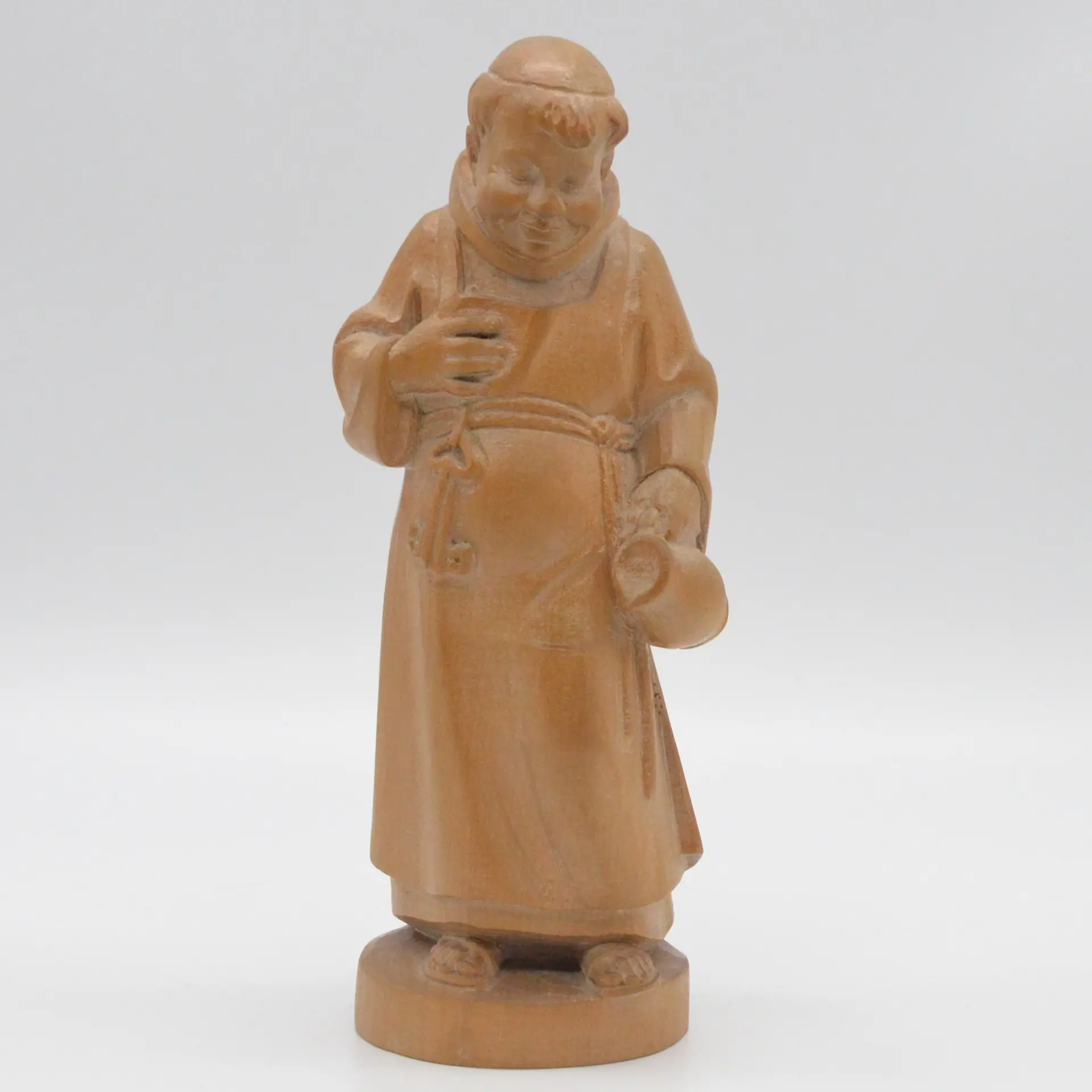 ALOIS OHMAYER. MÖNCH, HANDGESCHNITZTE FIGUR, FÜR NEBELHORN HOLZSCHNITZEREI