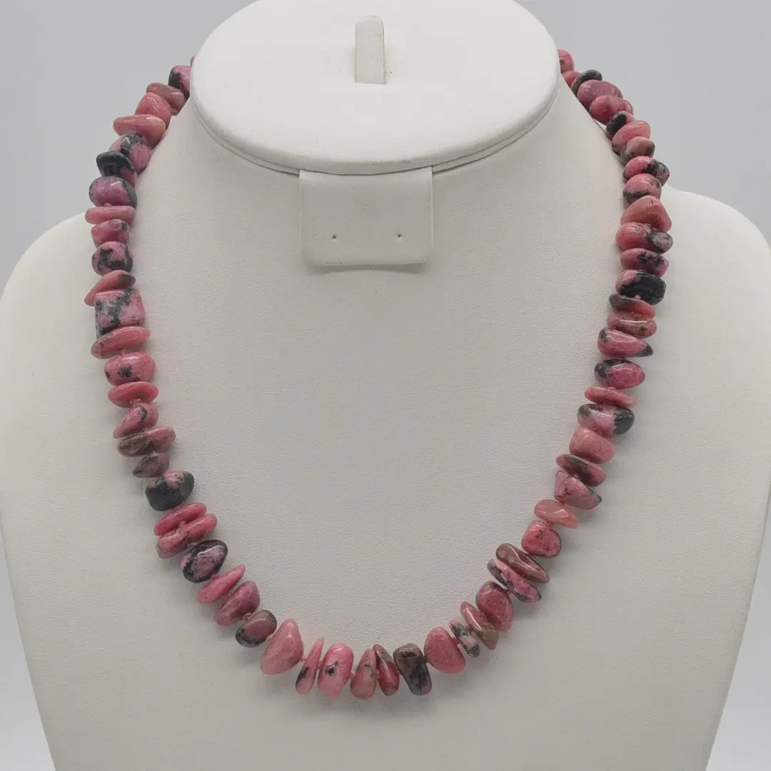 COLLIER AUS ROTEM LEOPARD JASPIS, STERLINGSILBER VERSCHLUSS, VINTAGE