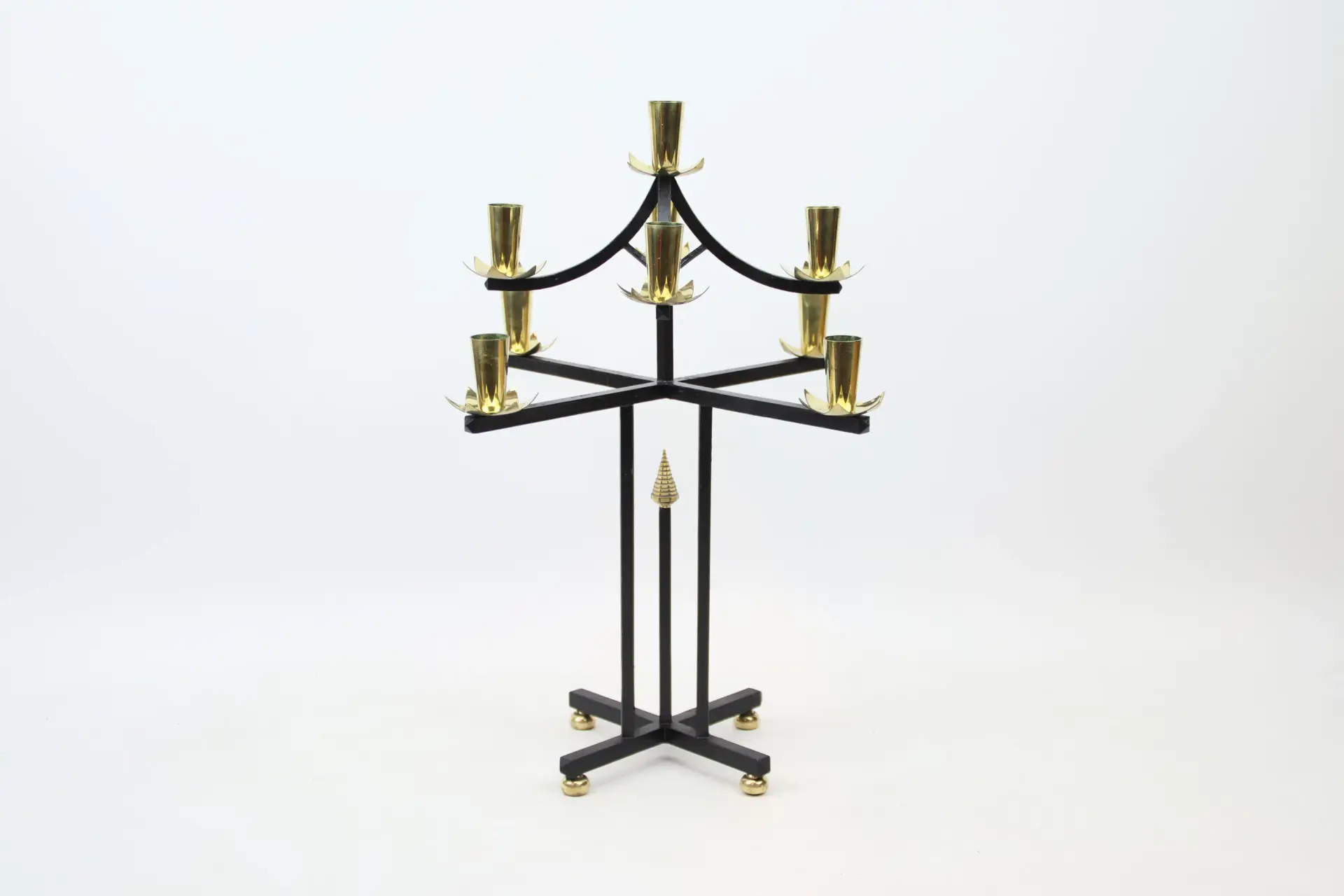 Candelabro, ferro battuto/ottone.