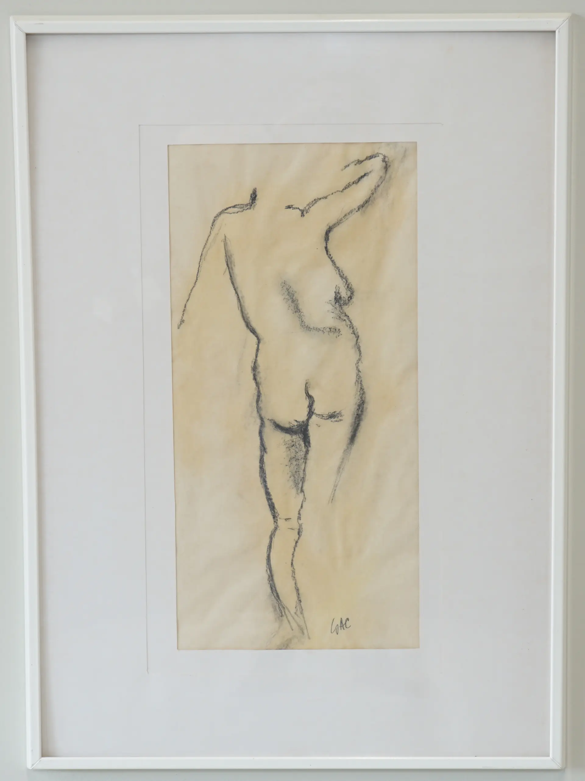 Görel Collin, disegno a carboncino, firmato con monogramma.
