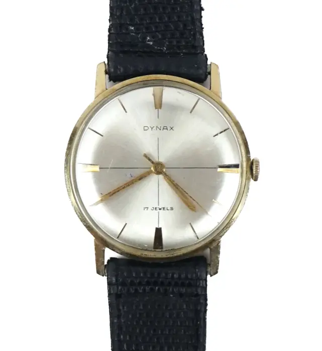 Dynax, orologio da polso, oro 14K, manuale, anni '50/60.