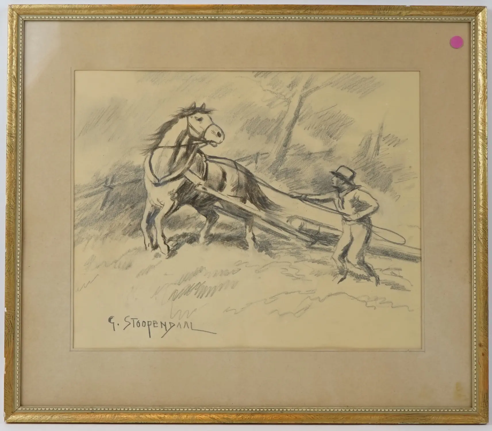 Georg Stoopendaal, disegno a matita, firmato.
