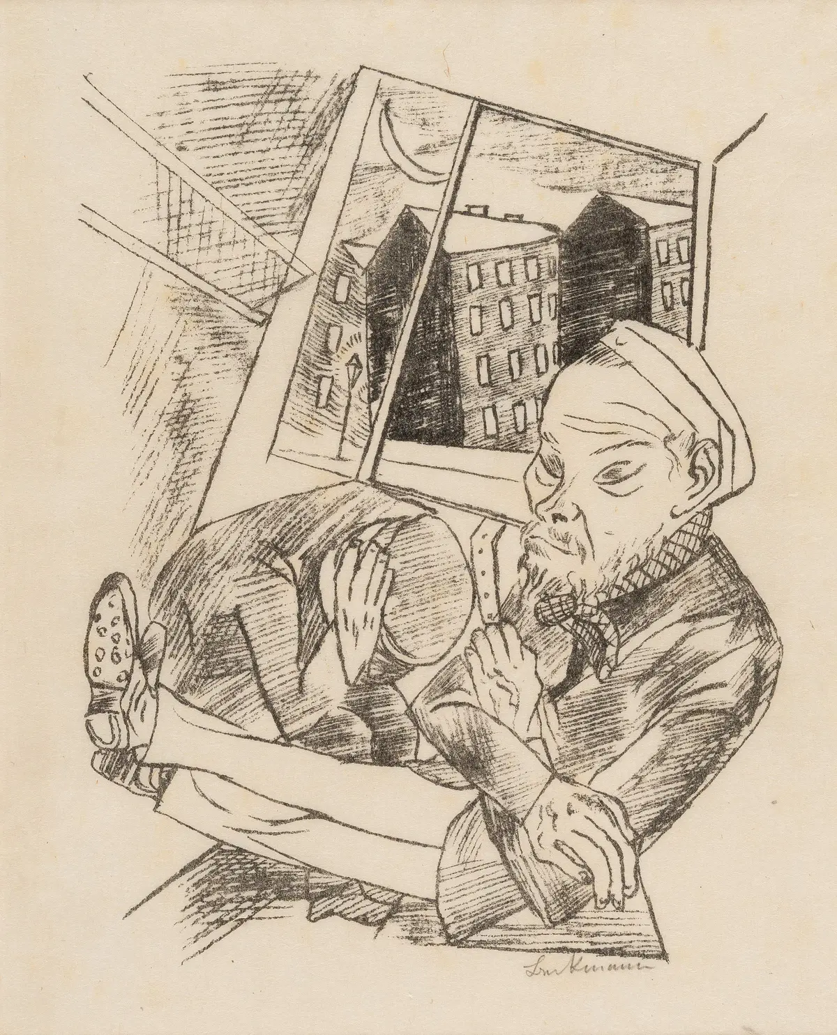 2 sheets from *Stadtnacht: Vorstadtmorgen – Die Kranke* Max Beckmann