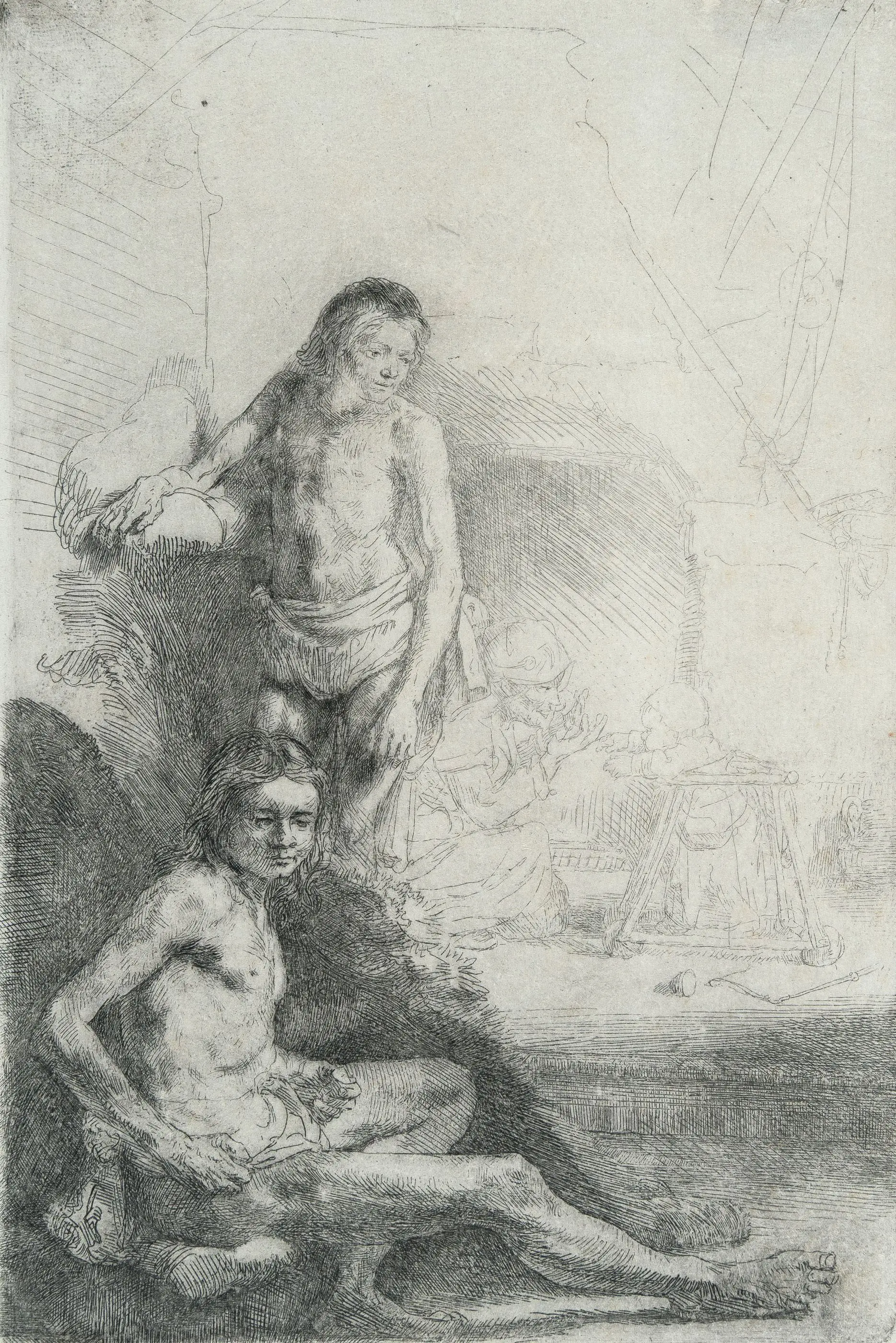 Male Nude Seated and Standing Rembrandt Harmensz. van Rijn