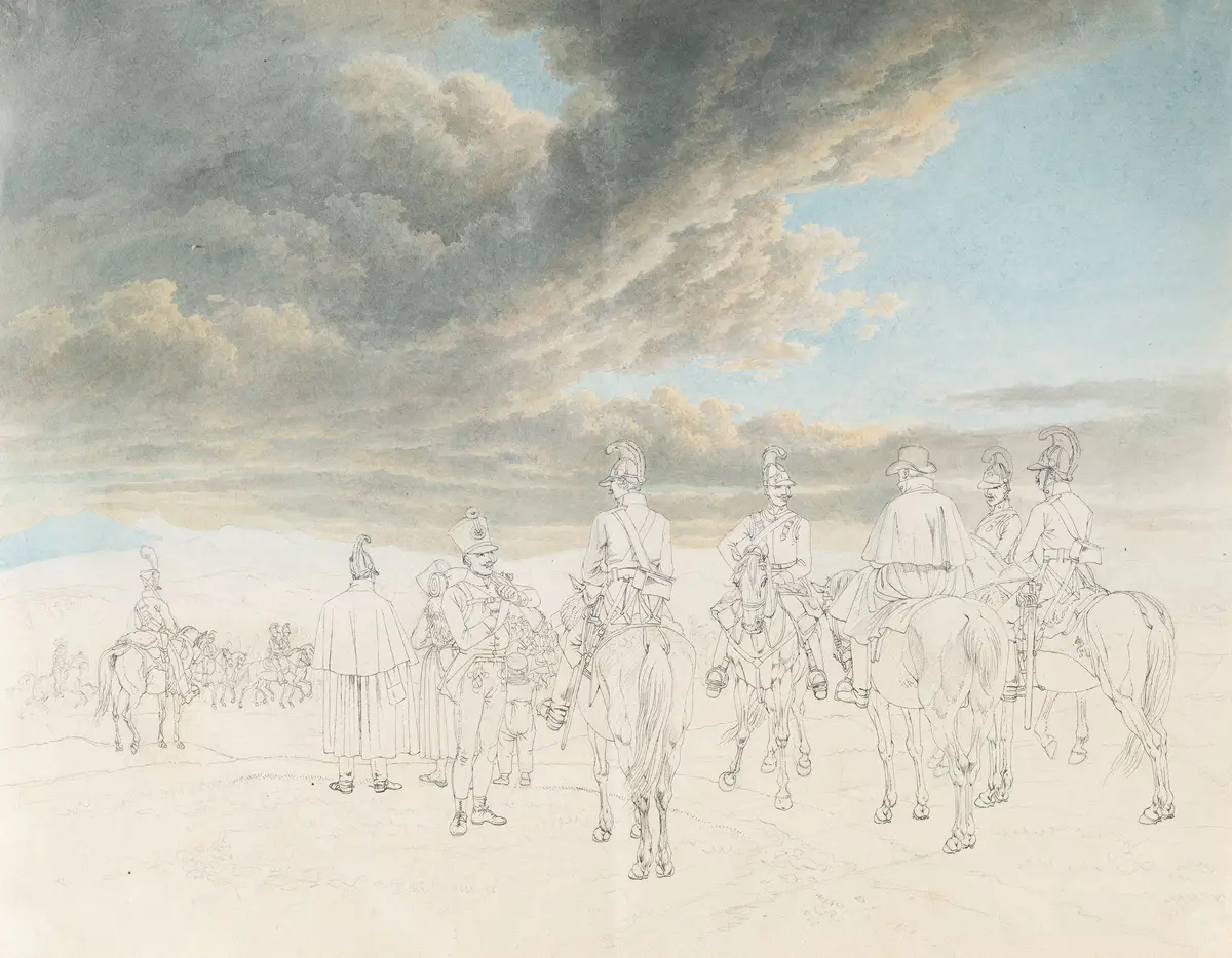 Cavalry under a cloudy sky Johann Adam Klein