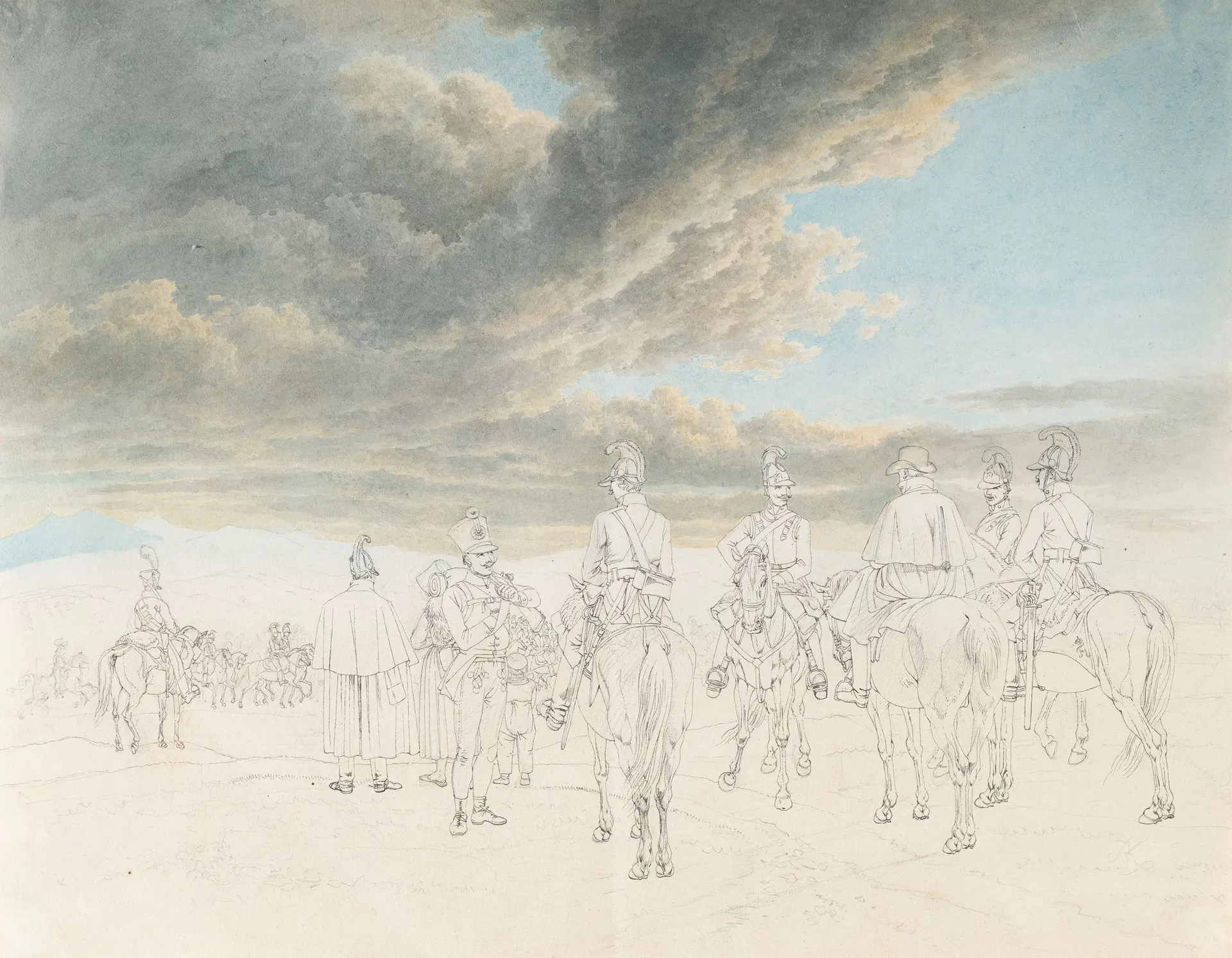 Cavalry under a cloudy sky Johann Adam Klein