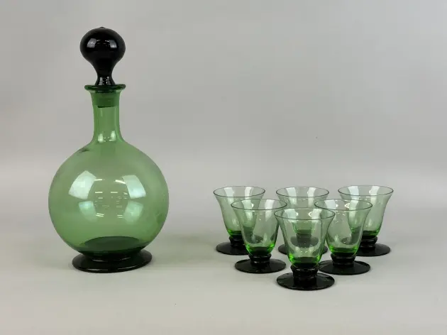 KARAFF och 6 st likörglas, art deco