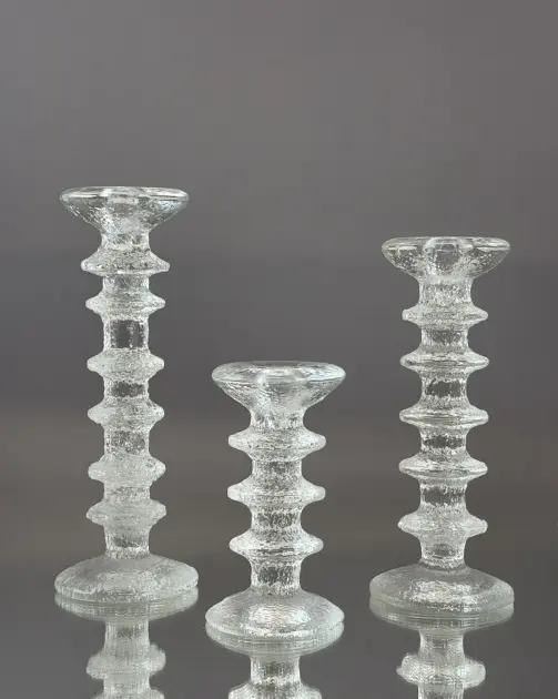 TIMO SARPANEVA, " Festivo", ljusstakar i glas Iittala, 3 st