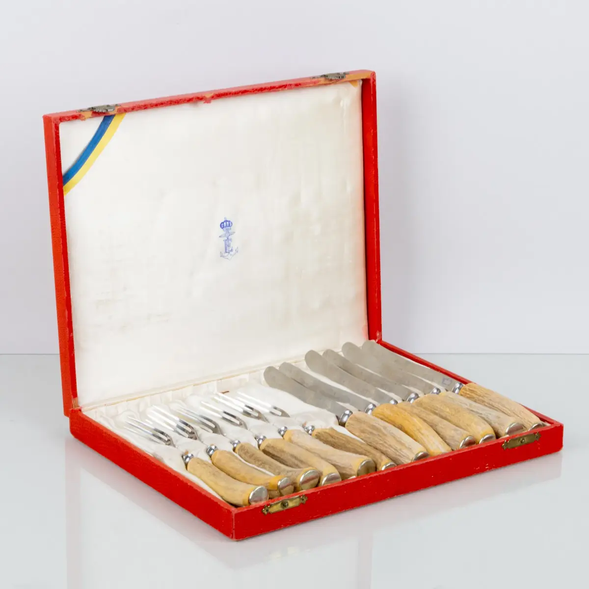 POSATE, 12 pezzi, acciaio inox e corno, Jernbolaget Eskilstuna, anni 1900
