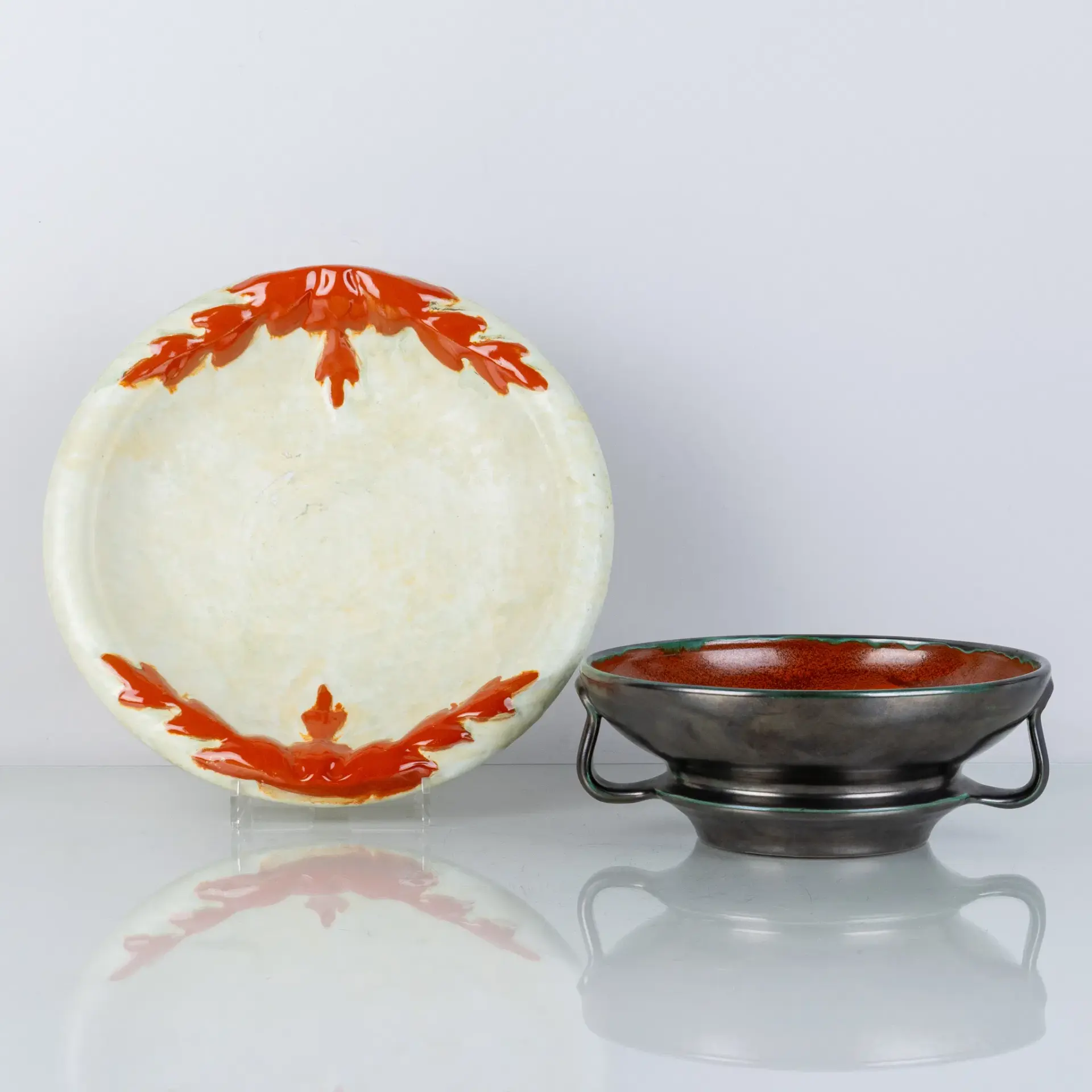 CIOTOLE, 2 pezzi, terracotta, Upsala Ekeby, anni '30/40