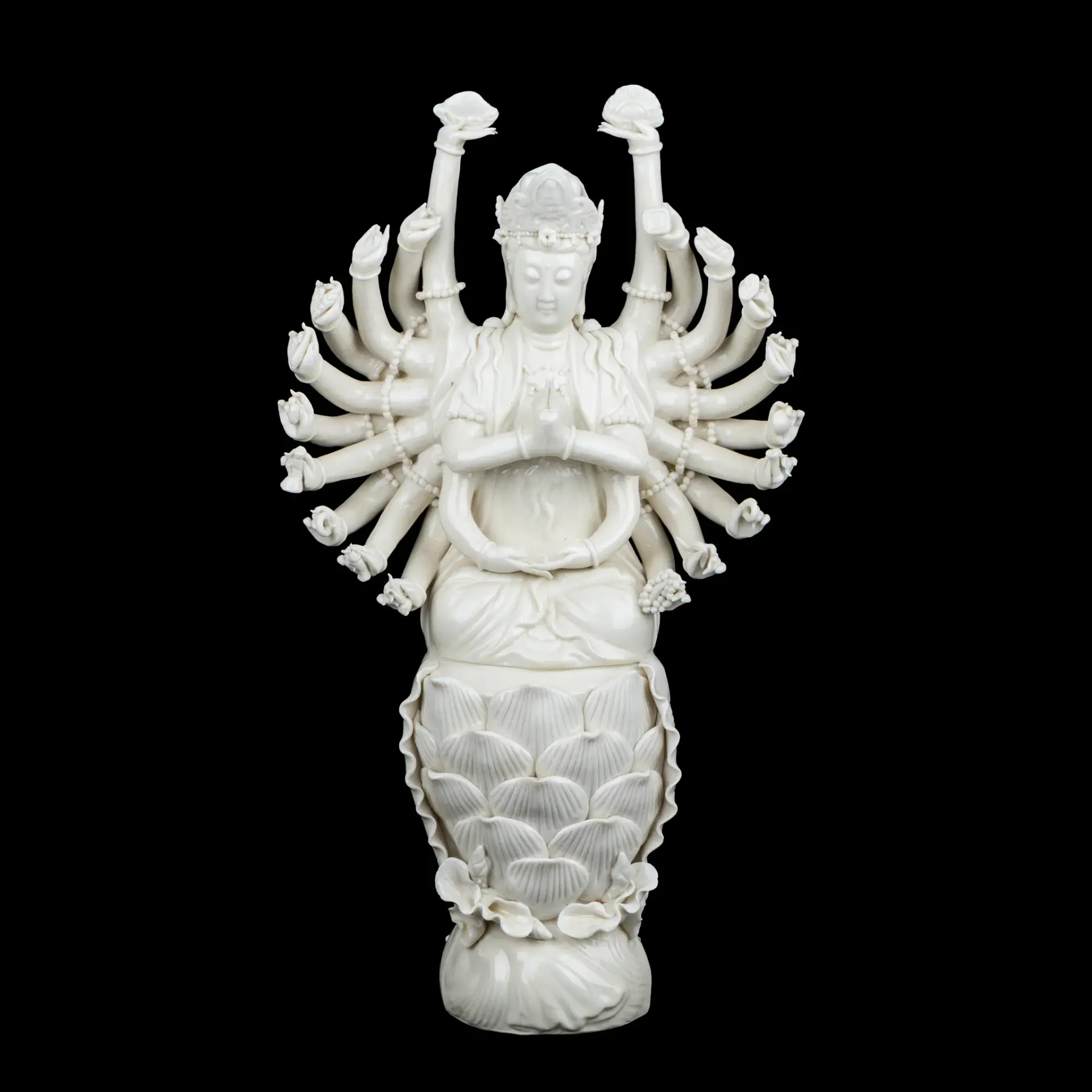 FIGURIN, porcellana, blanc de chine, Guanqin, Cina, Qing, fine 1800/primi anni