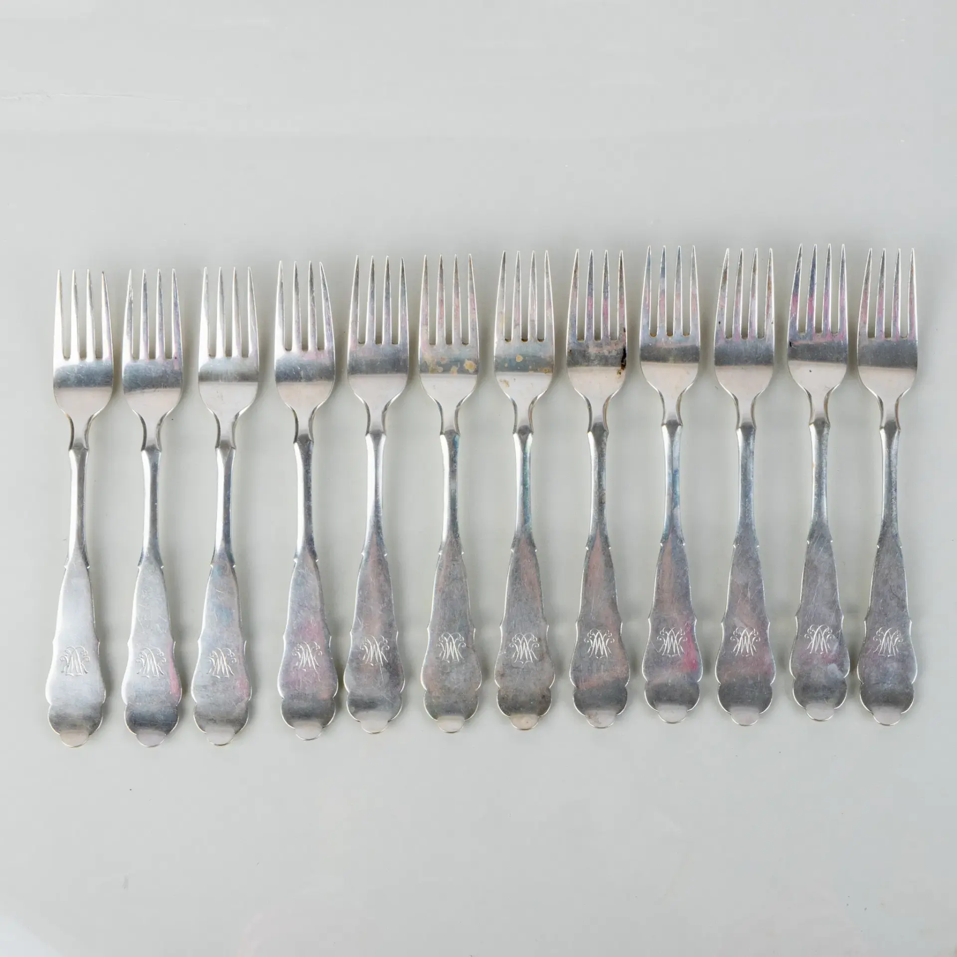 FORCHETTE DA TAVOLO, 12 pezzi, argento, Borgila Stoccolma 1933