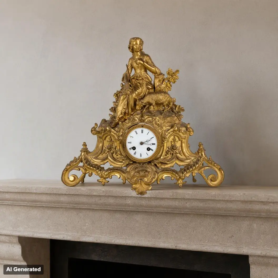 TAVOLO Pendolo, metallo bronzato, PH Mourey, Francia, 1800/1900
