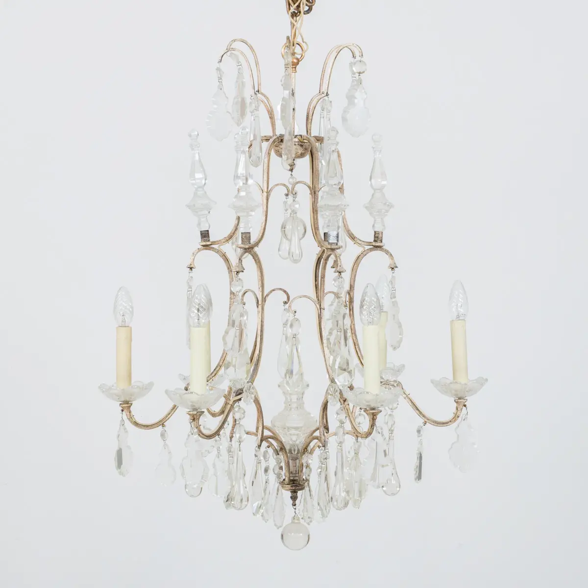 LAMPADARIO, metallo patinato, stile barocco, fine del 1900