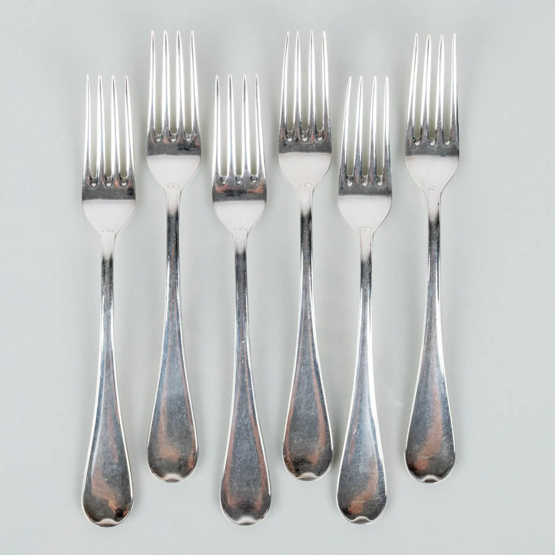 FORCHETTE DA TAVOLO, 6 pezzi, argento, GAB 1943, peso tutto circa 205 g