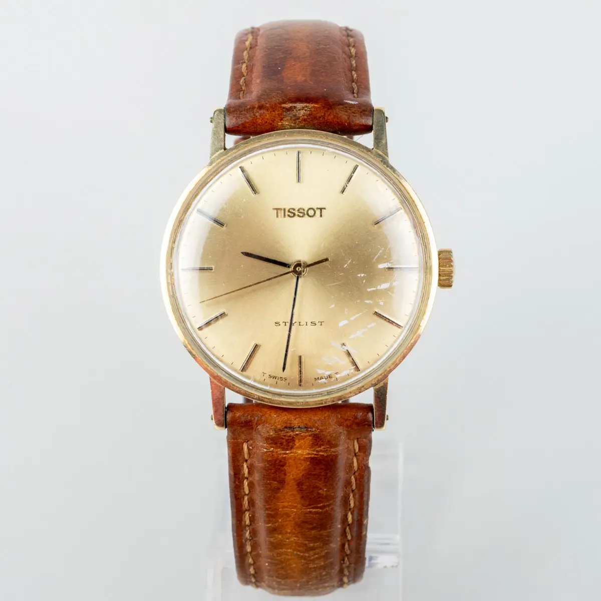 OROLOGIO DA POLSO DA UOMO, oro 14k, Tissot, "Stylist", seconda metà del XX secolo