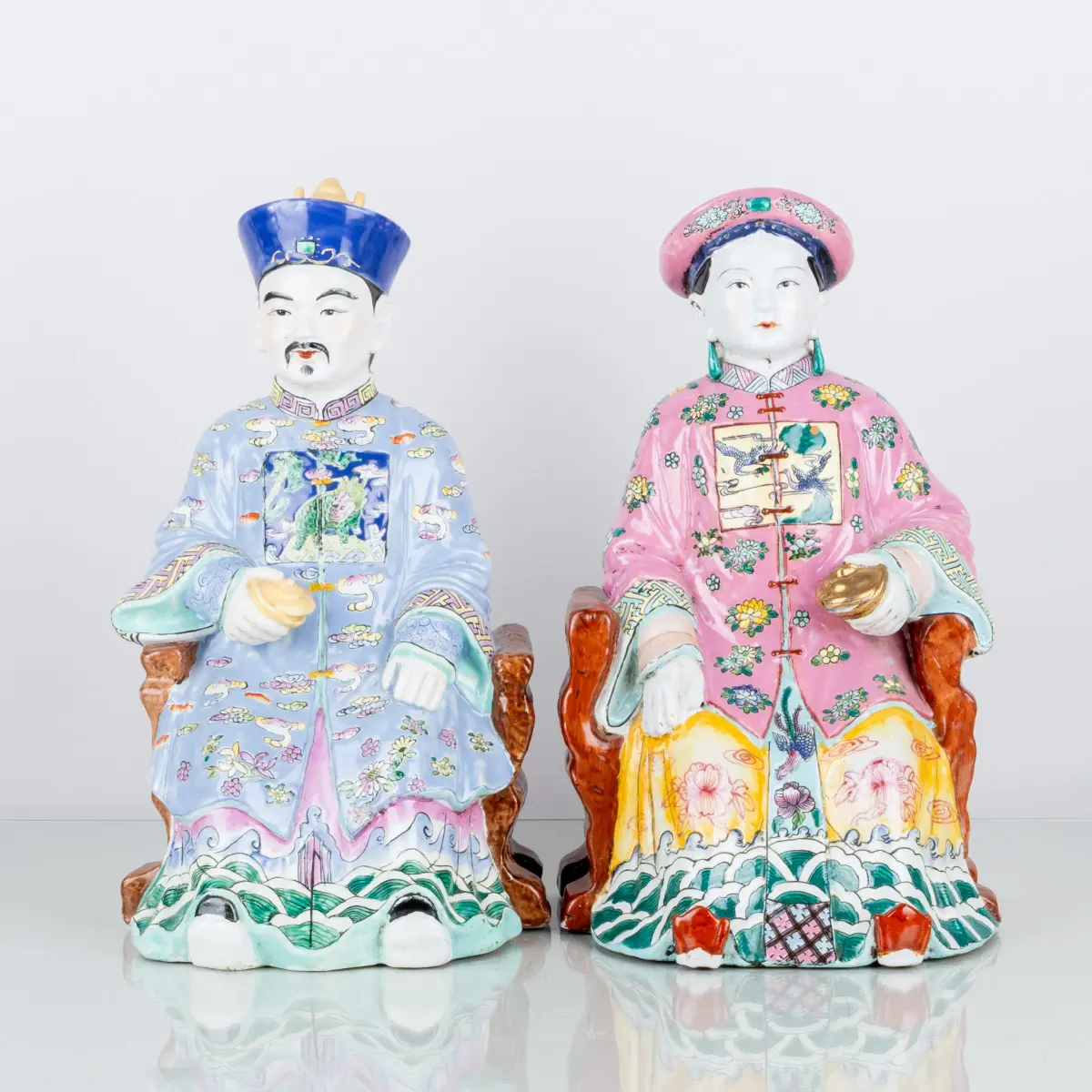 STATUINE, 1 paio, porcellana, Cina, 1900s, modello più grande