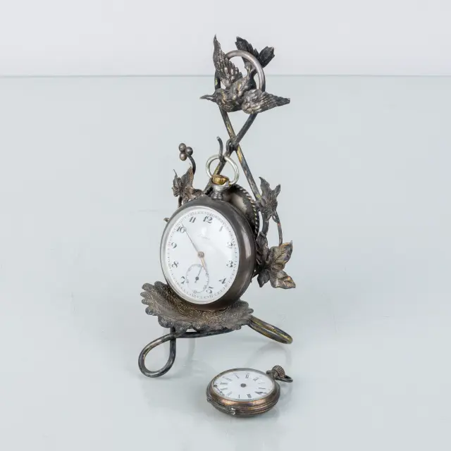 OROLOGIO DA TASCA, 2 pezzi, argento, con portapacchi, la prima metà del 1900