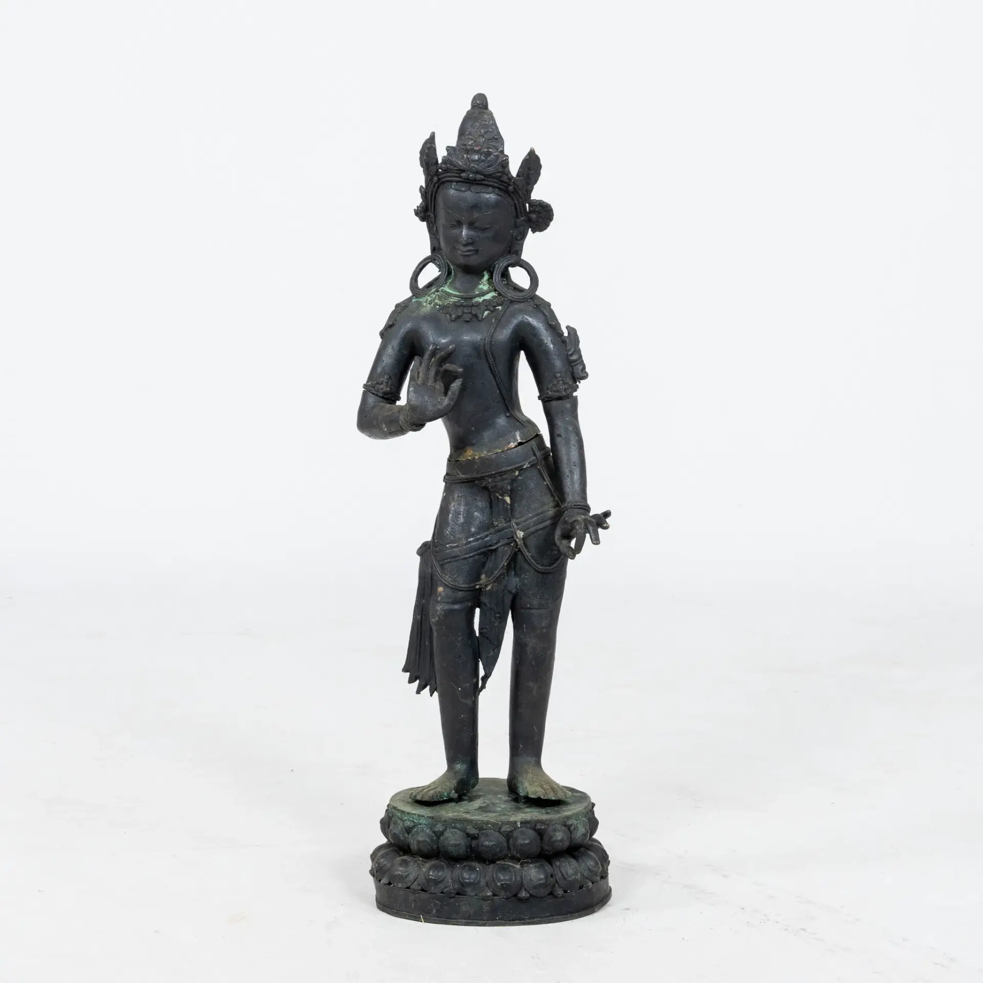 STATUETTA, bronzo, in piedi Tara, forse India, 1800/1900s
