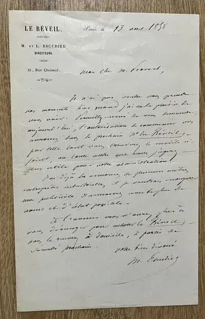 ESCUDIER (Marie-Pierre) (1818–1880), French journalist, musi - Lot 152