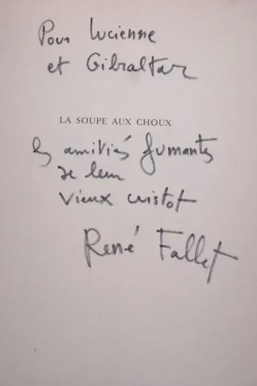FALLET, René. *La Soupe aux choux*. Paris, Denoël, 1980. In-8 (20.5