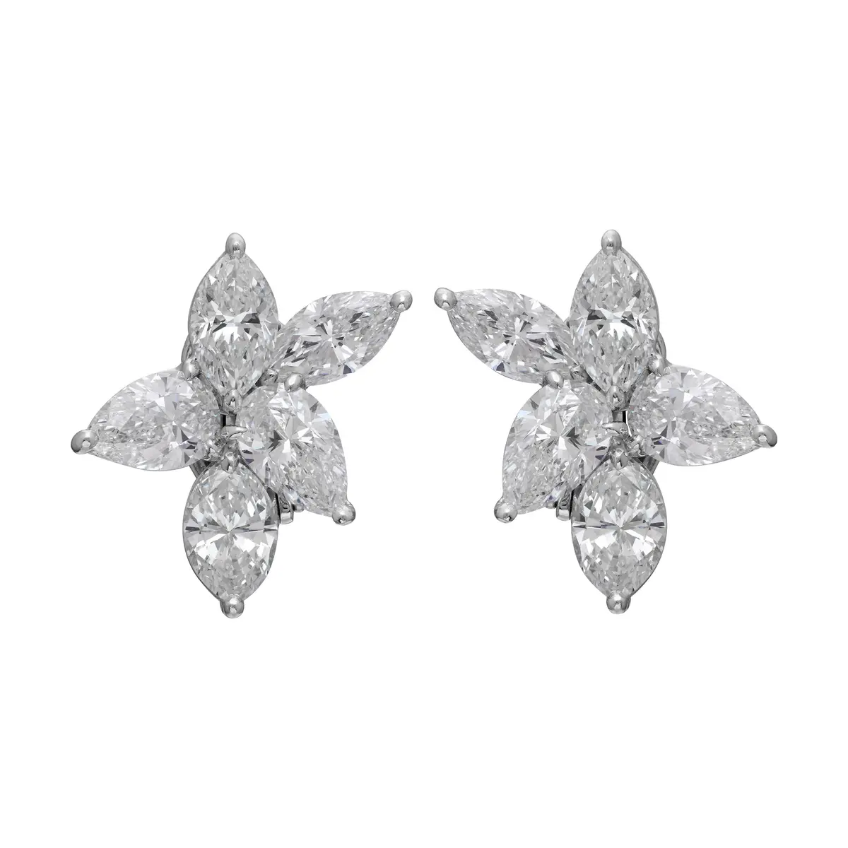 Platinum and 7.93ctw Diamond Cluster Earrings