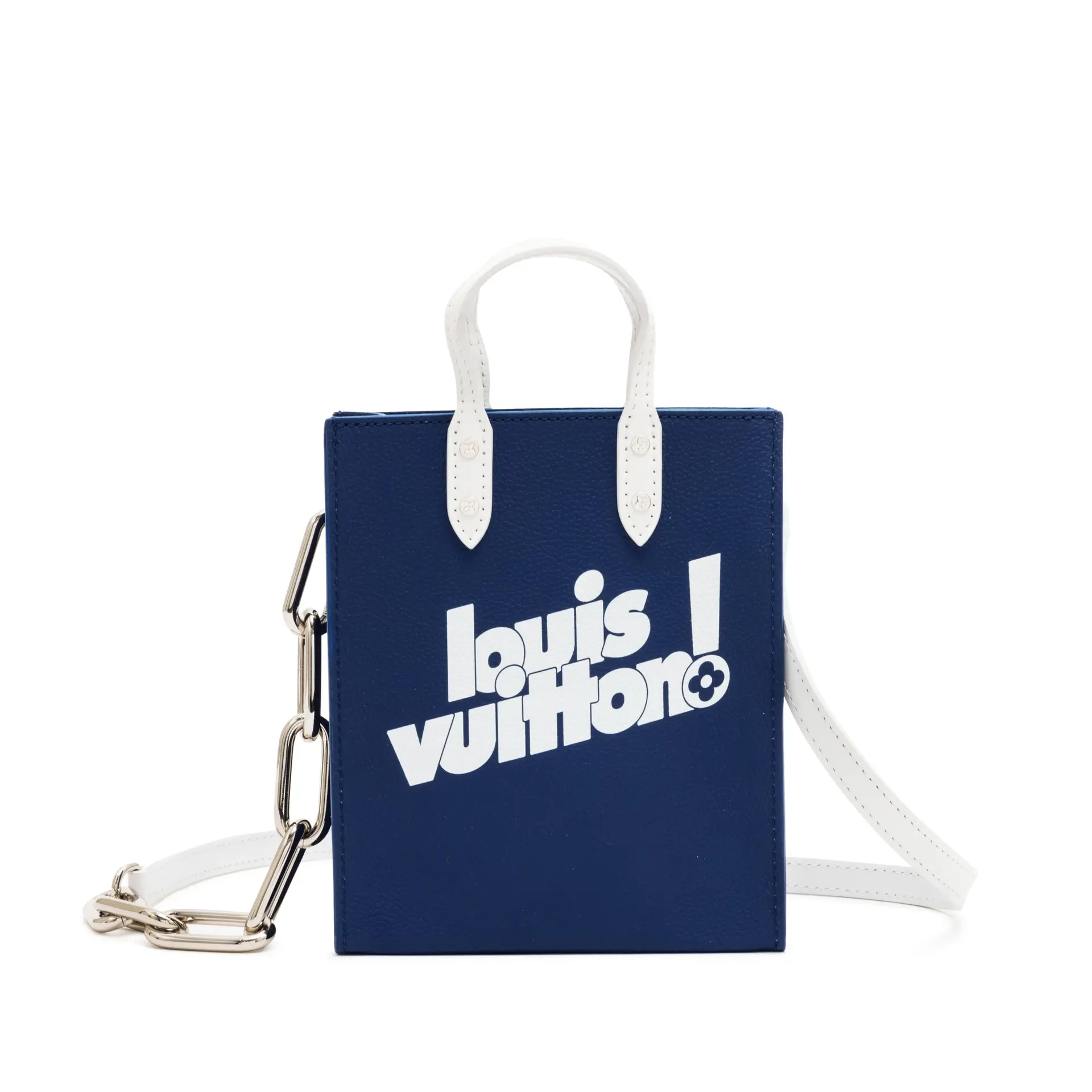 Virgil Abloh Blue Cowhide Everyday LV Sac Plat XS Silver Hardware, 2021