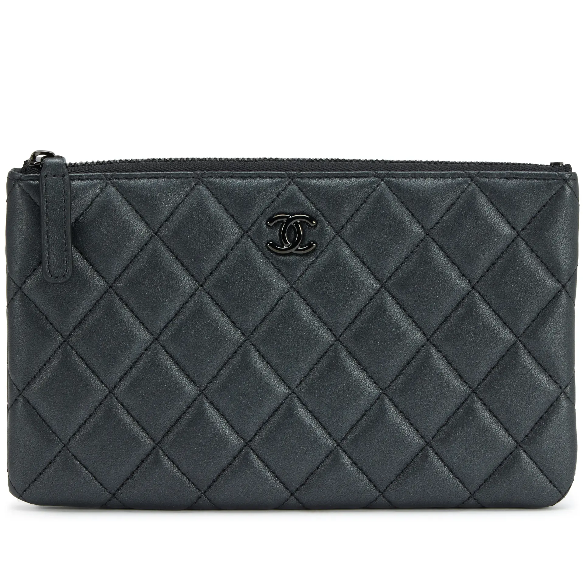 So Black Quilted Lambskin Small O Case Pouch Black Hardware, 2023