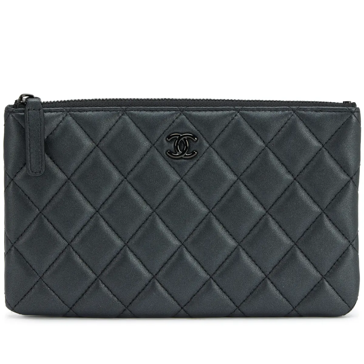 So Black Quilted Lambskin Small O Case Pouch Black Hardware, 2023